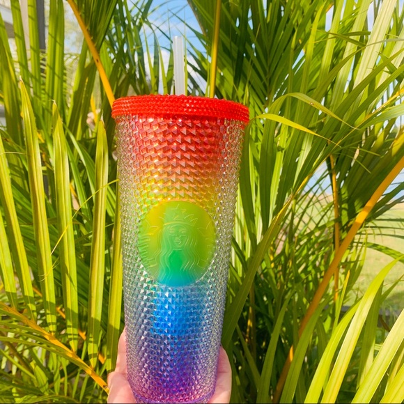 Starbucks China Pride Rainbow Diamond Studded Tumbler Cold Cup 24oz New Overseas - Picture 14 of 15
